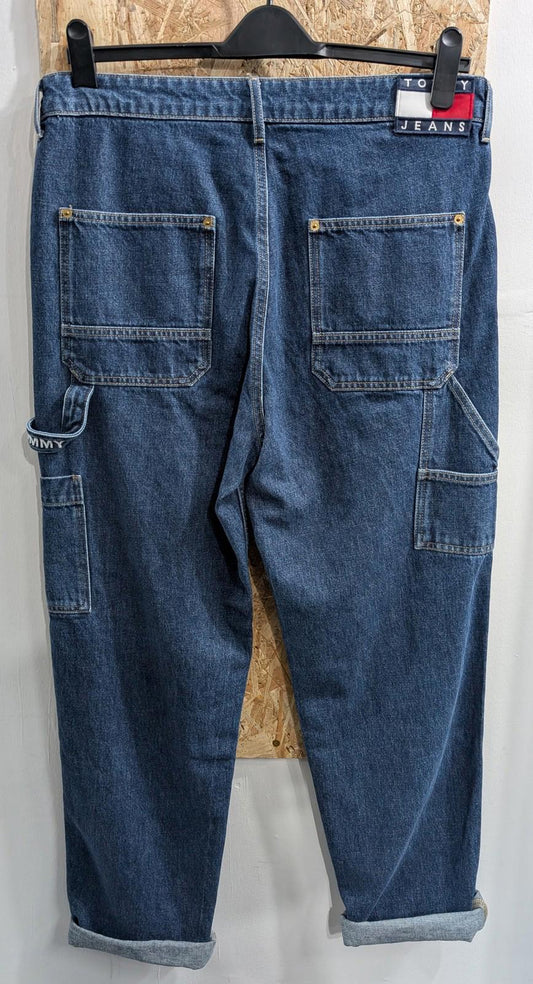 Tommy Jeans Mens Size W32 L32 Skater Loose Fit Carpenter Y2K Navy Blue Denim
