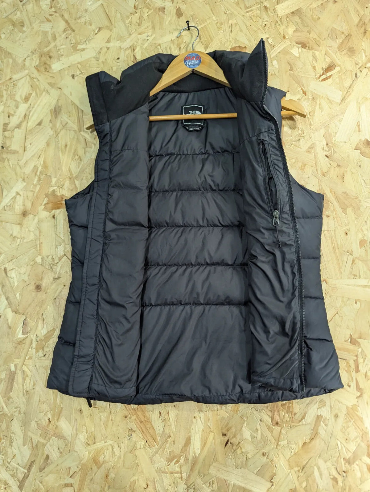 North Face Gilet Vest Womens Medium Black Nuptse 700 Fill Zip Puffer Bodywarmer