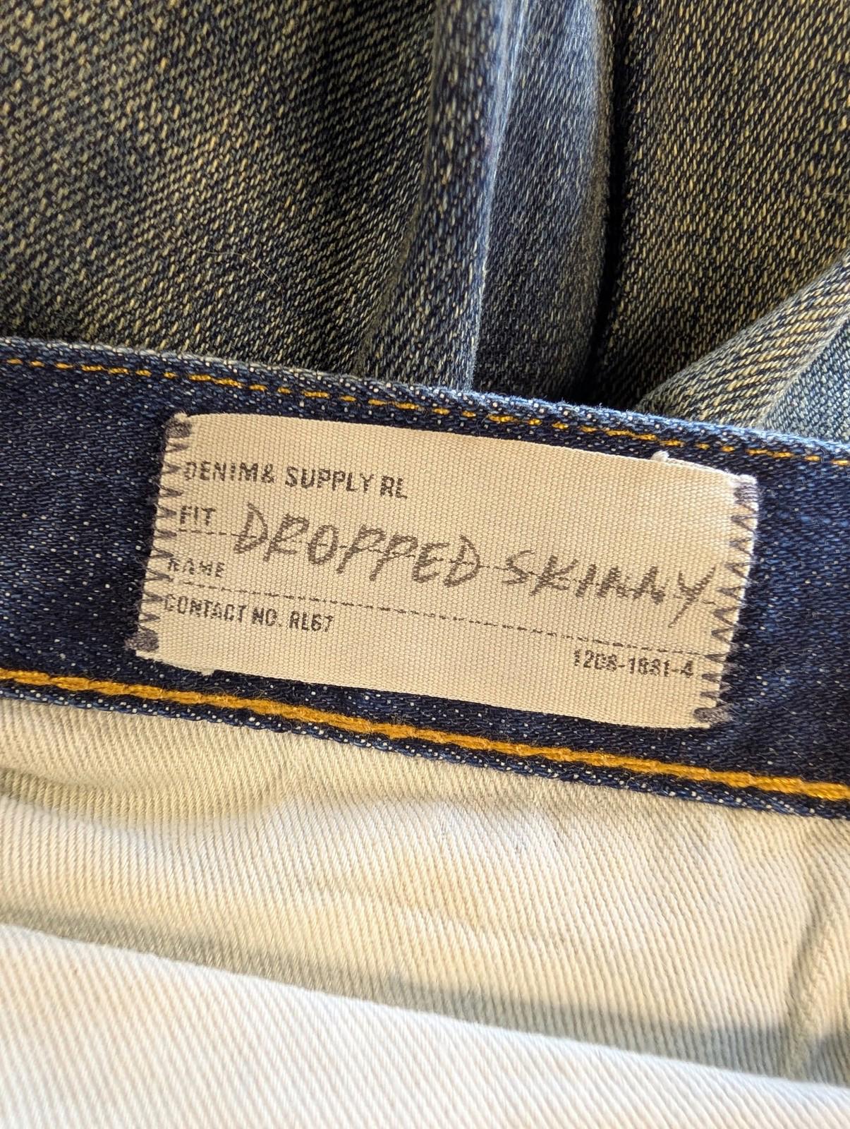 Ralph Lauren Denim & Supply Jeans W36 L32 Mens Dropped Skinny Navy Blue Slim RRL Polo