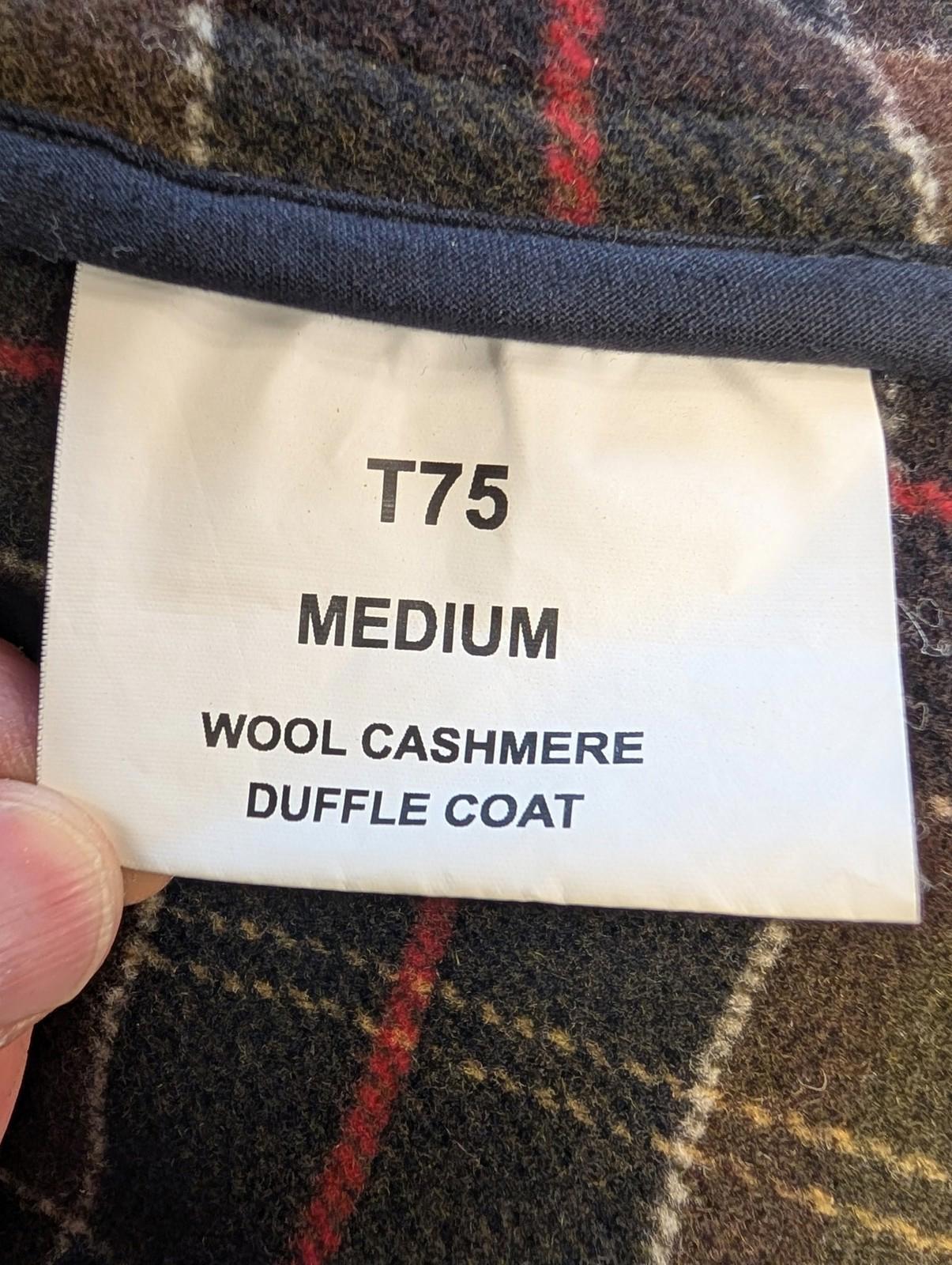 Barbour Wool Cashmere Duffle Coat Medium Men Toggle Hooded Navy Blue Classic