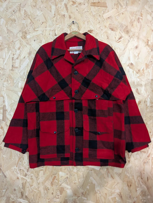 Vintage Filson Double Mackinaw Jacket Mens XL 44 Red Black Buffalo Plaid 80s