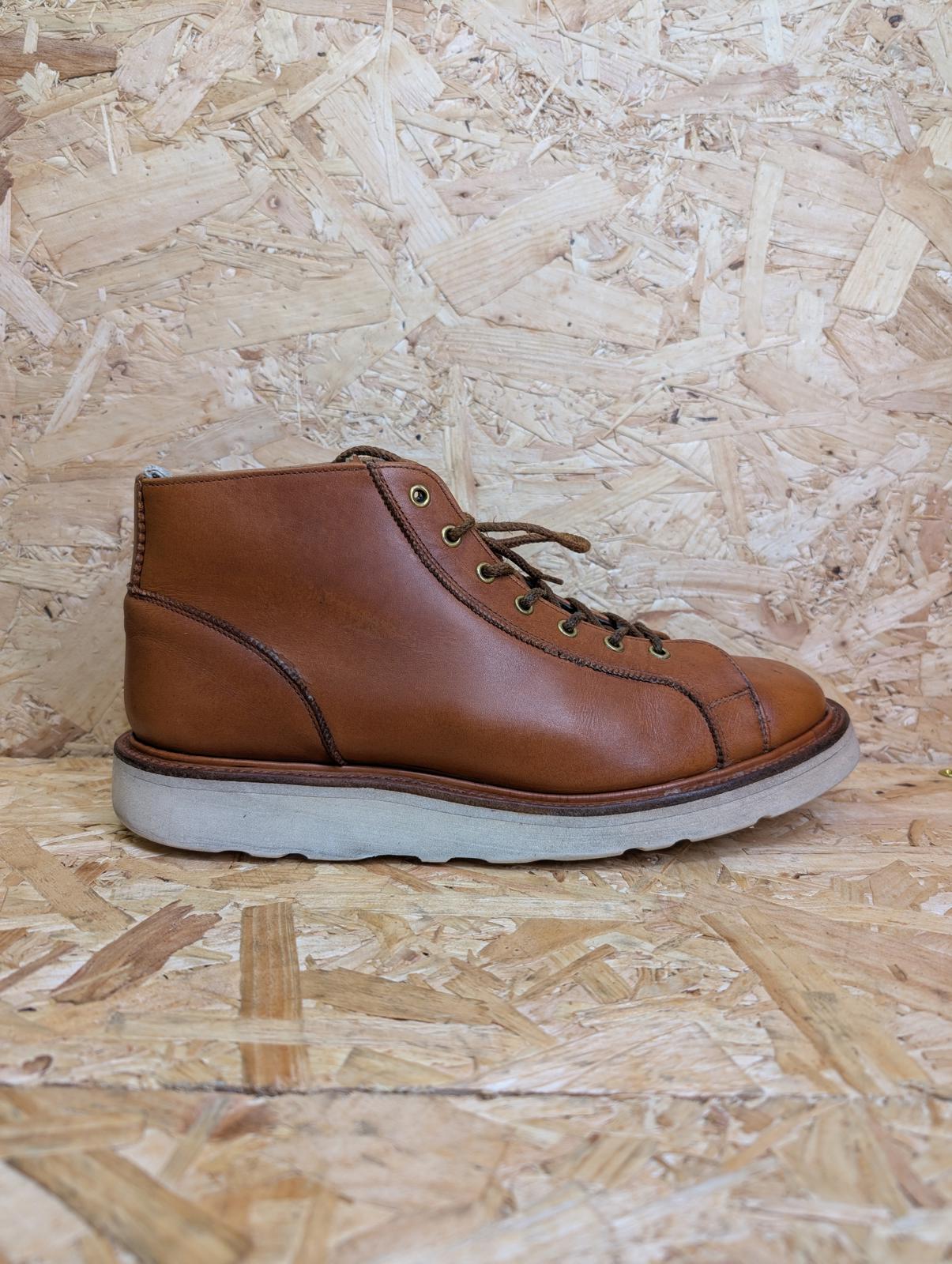 Trickers Monkey Boots Size 7 UK 41 EU Ethan Tan Brown Leather England Boxed