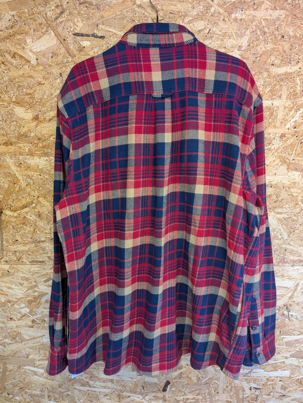 Orvis Flannel Over-Shirt XL Plaid Check Shacket USA Red Blue Beige Hand Pockets