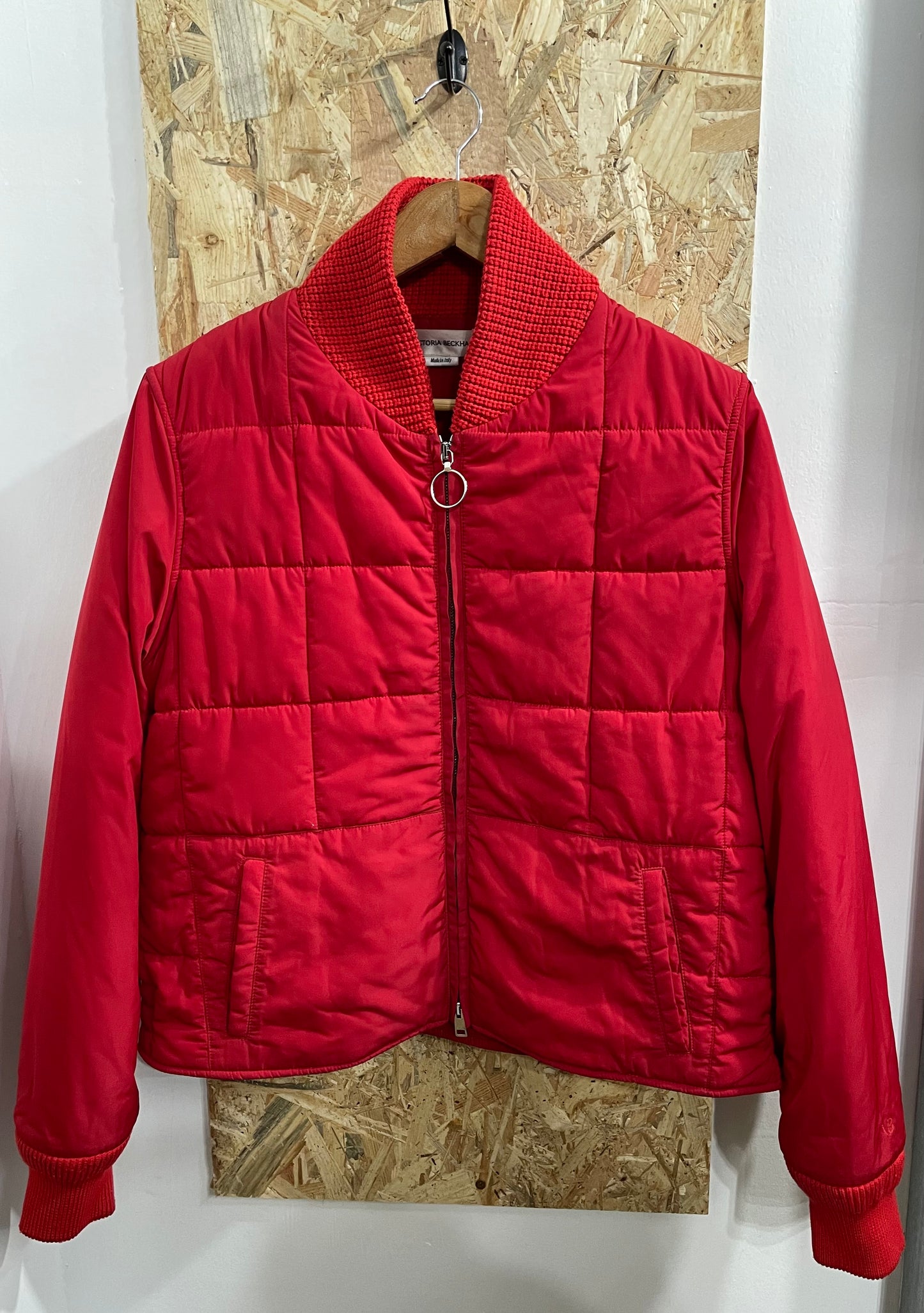 Victoria Beckham Red Puffer Jacket Padded Puffa Coat Made In Italy Womens XL