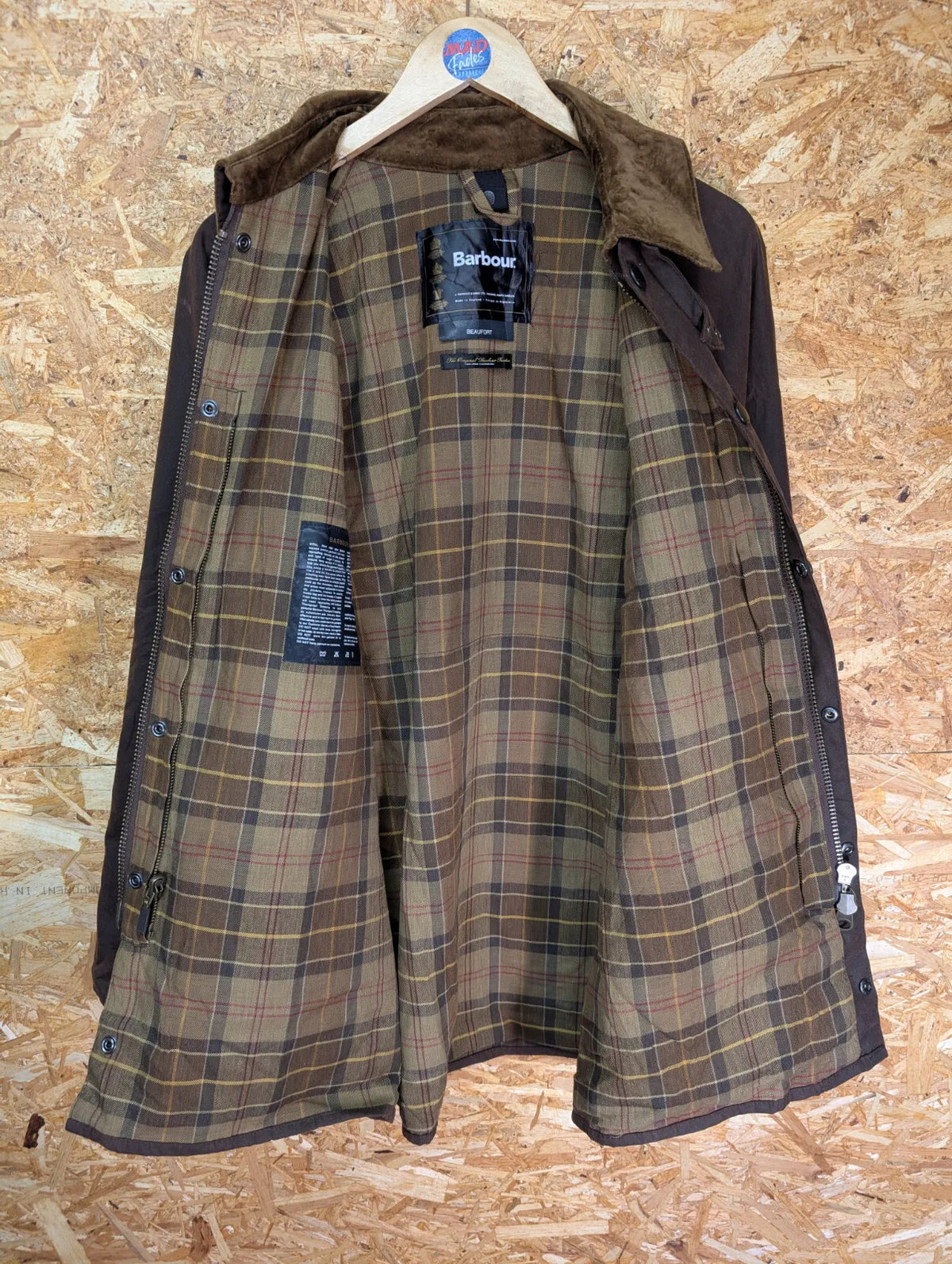 Barbour A885 Vintage Wax Beaufort Jacket Mens Medium Brown Velvet Collar 2000