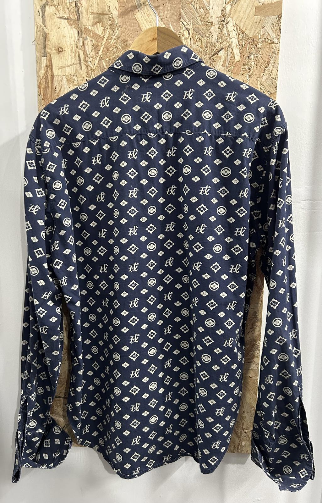 Evisu Shirt Large Blue Check Long Sleeve Cotton Vintage Y2K