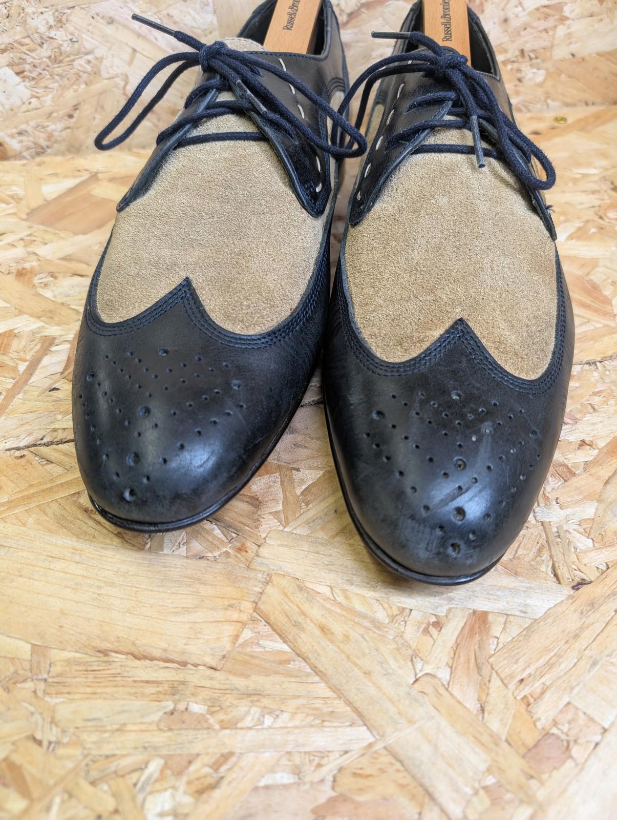 M-DV Devotion Mens Dress Shoes UK 10 Brogue Classic Church Black Tan Leather
