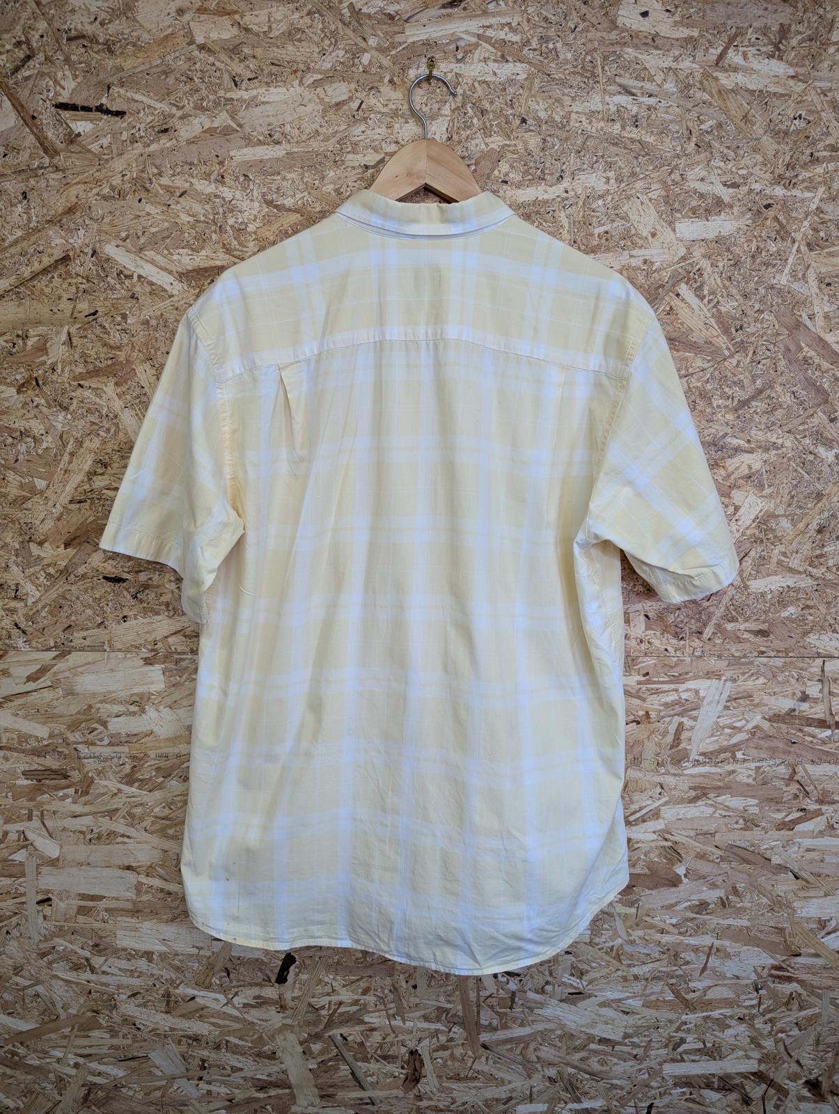 Lacoste Shirt Large 43 Vintage 90s Short Sleeve Yellow White Check Cotton