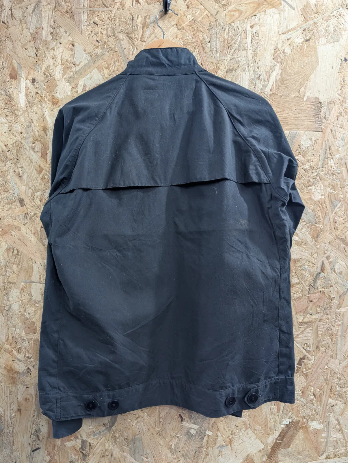 Barbour Harrington SL Jacket Mens Medium Navy Blue Cotton Grandad Collar Country
