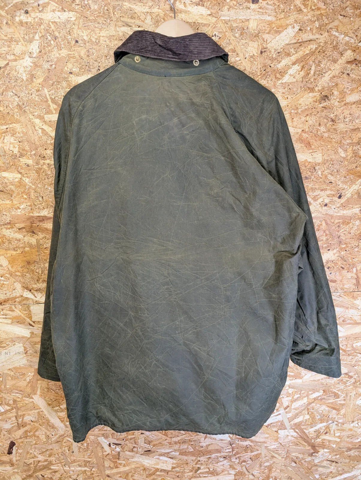 Vintage Barbour Beaufort Wax Jacket Men XL C44 112cm Olive Green A150 Cotton 90s