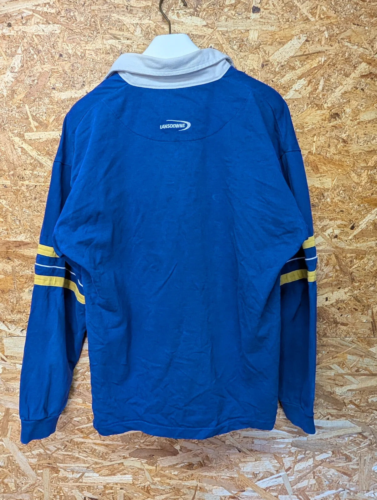 Leinster Rugby Shirt Mens Large Blue Stripe Irish Lansdowne Long Sleeve 90s