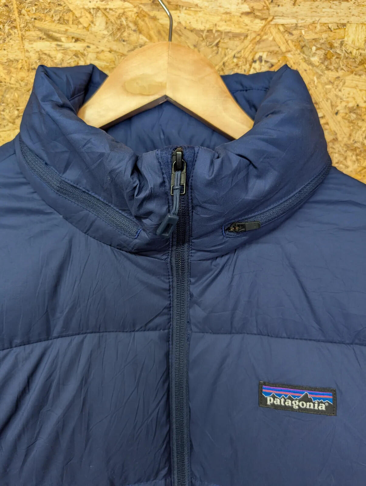 Patagonia Silent Down Jacket Mens Medium Hooded Puffer Blue Down Duck Insulated