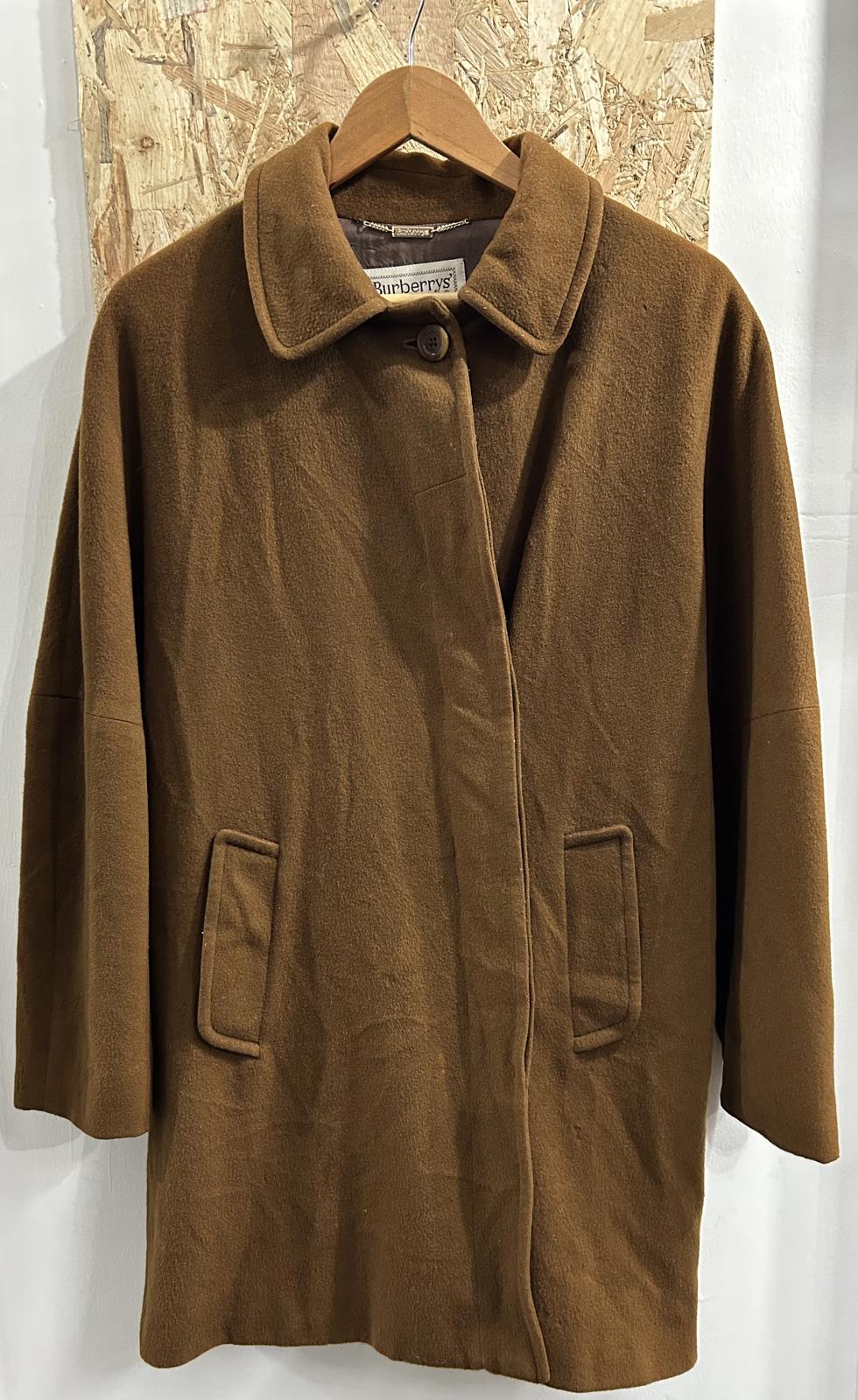 Burberrys Padded Coat Womens Size Medium Brown Wool Blend 90s Vintage