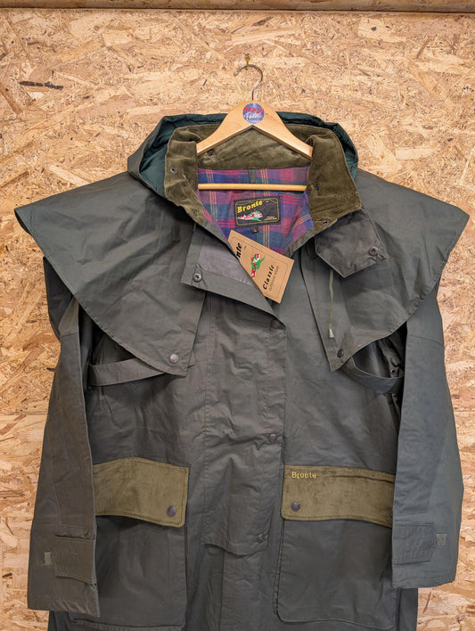 Bronte Stockman Coat Riding Long-Line Waterproof Cape Jacket Green Mens Large