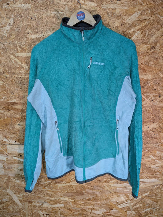 Patagonia R2 Fleece Jacket Womens Large Green Turquoise Polartec Thermal Pro Zip