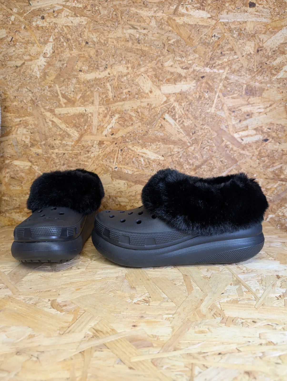 Crocs Furever Crush Clog Black M UK 5 W UK 7 High Platform Wedge Sole Lined