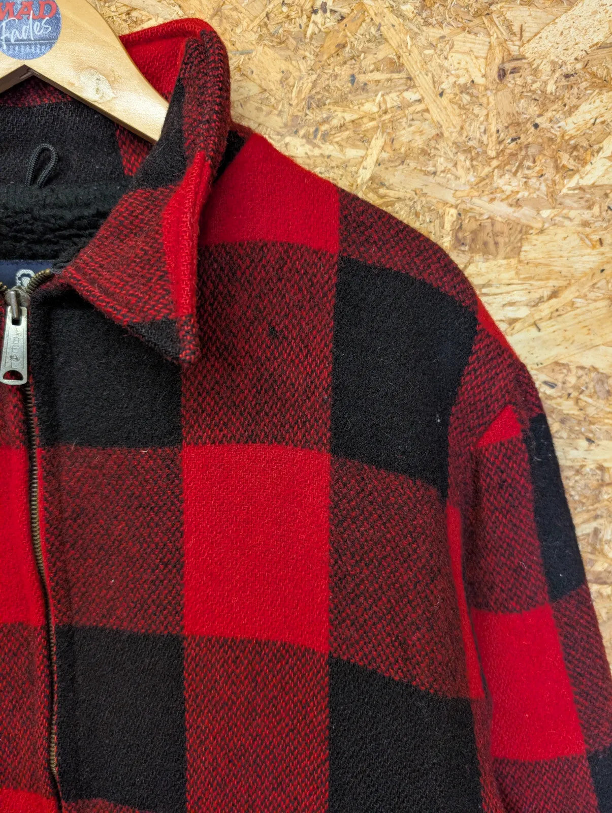 Woolrich Buffalo Jacket Mens XXL Red Black Plaid Check Sherpa Lined USA Made 70s