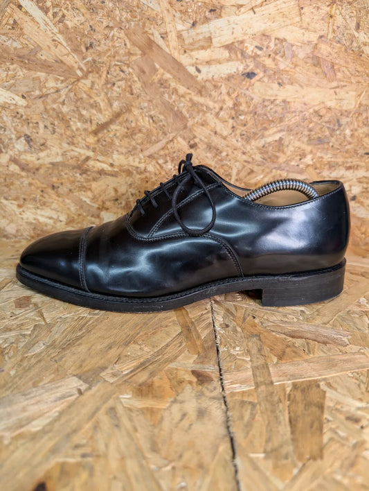 Loake Derby Shoes Mens UK6.5 Black Leather Cap Toe 747B Brogue Made In England