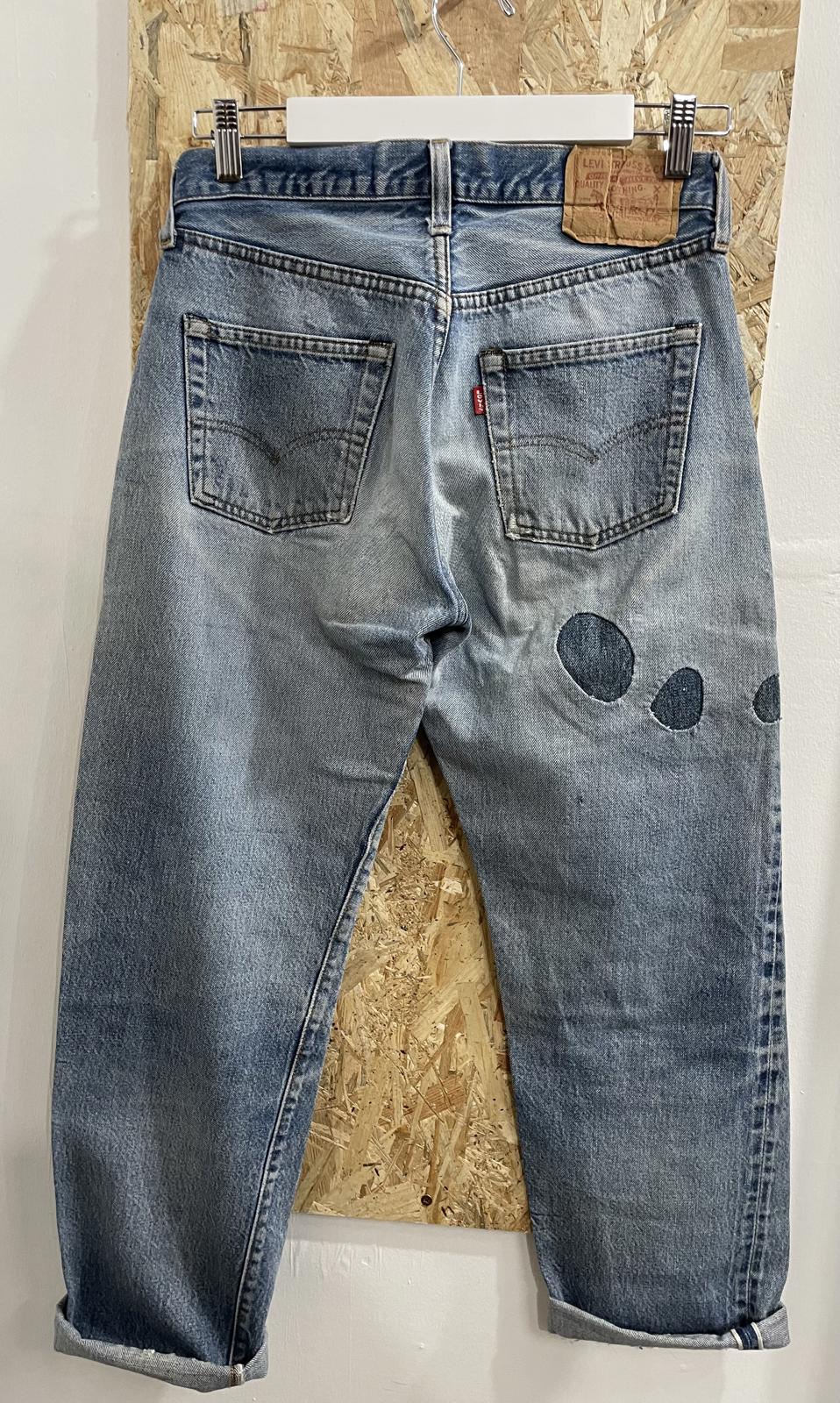 Levis Patch Jeans Size W31 L32 Redline Selvedge Made in USA Indigo Blue Denim