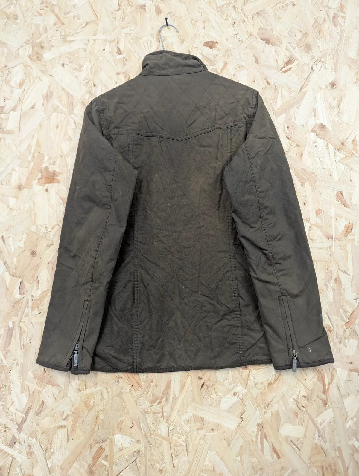 Barbour Quilted Utility Wax Jacket Women UK10 Brown Khaki Padded Diamond Country