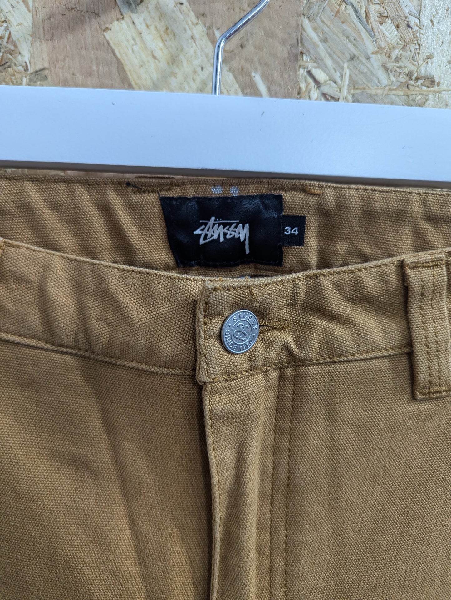 Stussy Carpenter Skate Pants Tan Duck Brown Canvas Chino Trousers Cargo Mens W34