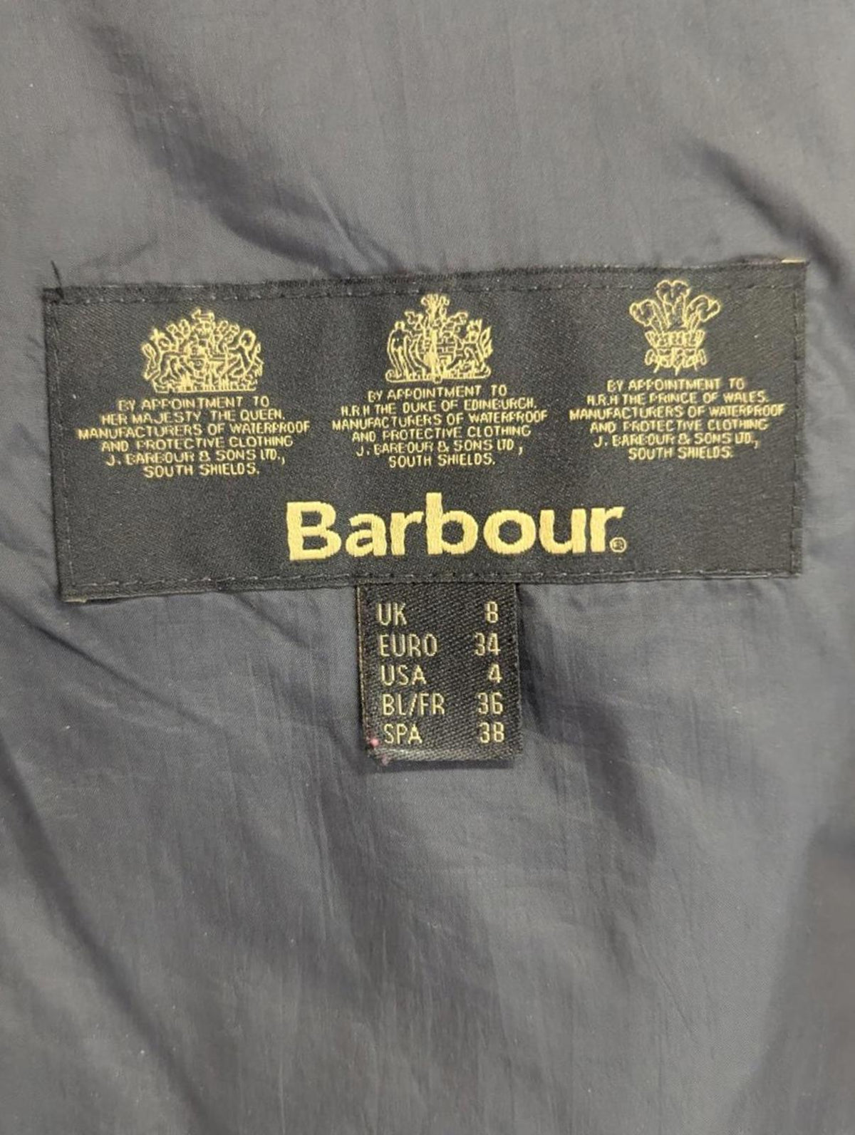Barbour Cavalry Polarquilt Jacket UK 8 Women Quilted Navy Blue Warm Fleece