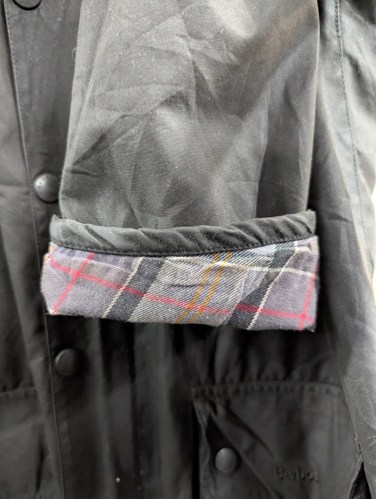 Barbour Haydon Wax Jacket Men Small Black A236 Utility Chore Cord Collar England