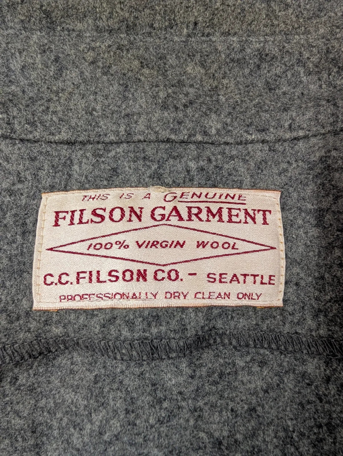 Filson Wool Jac Shirt Mens Large Made USA Cruiser Heather Grey Style 90 USA Made