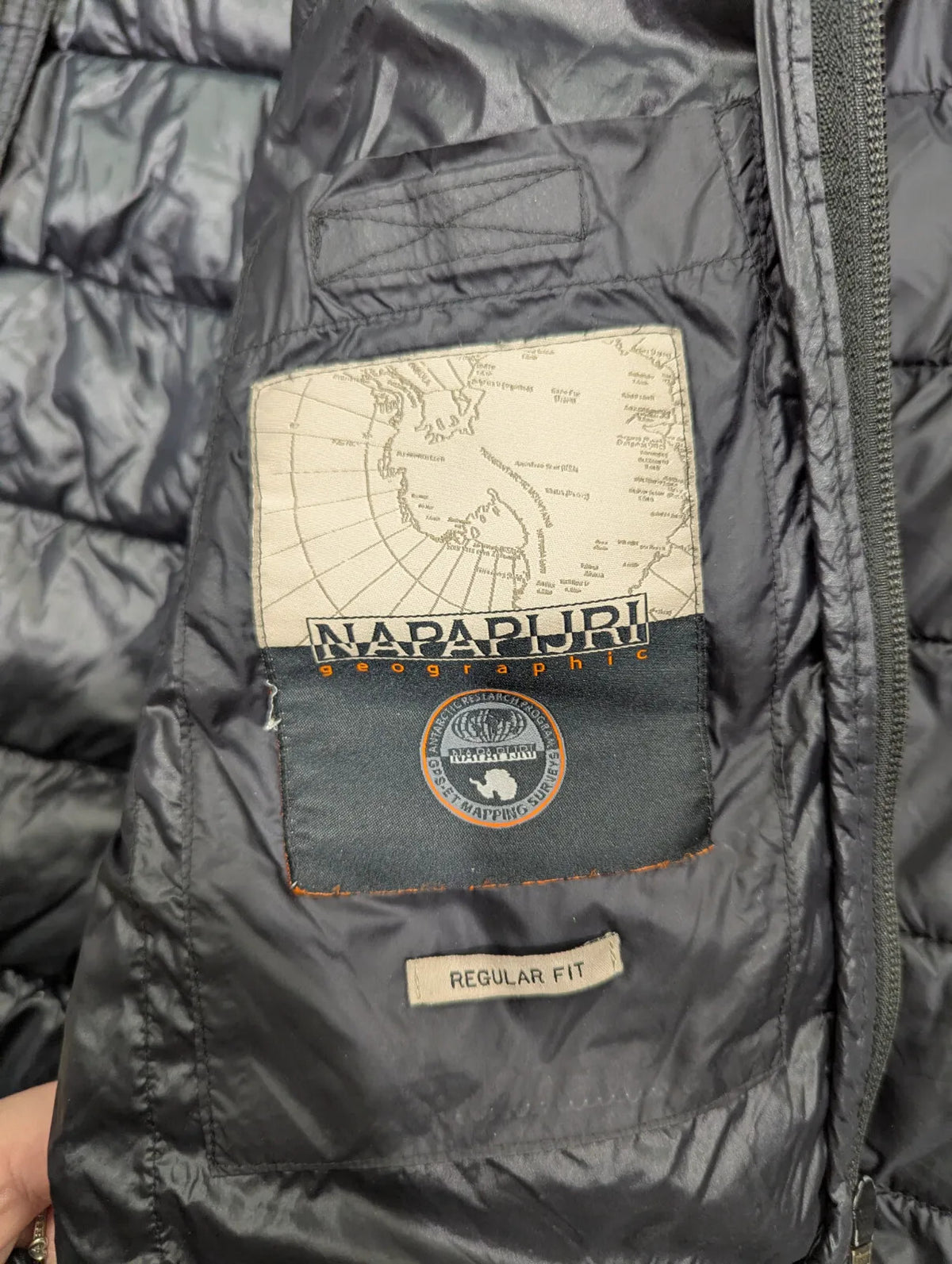 Napapijri Puffer Jacket Mens Medium Black Quilted Insulated Padded Lightweight