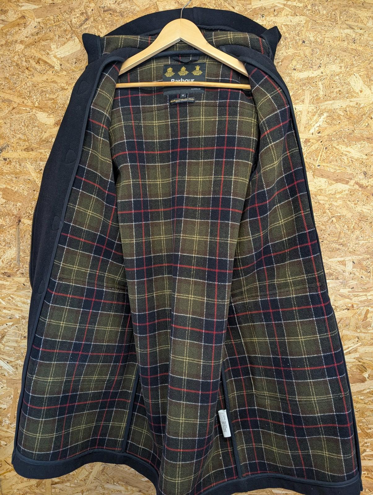 Barbour Wool Cashmere Duffle Coat Medium Men Toggle Hooded Navy Blue Classic