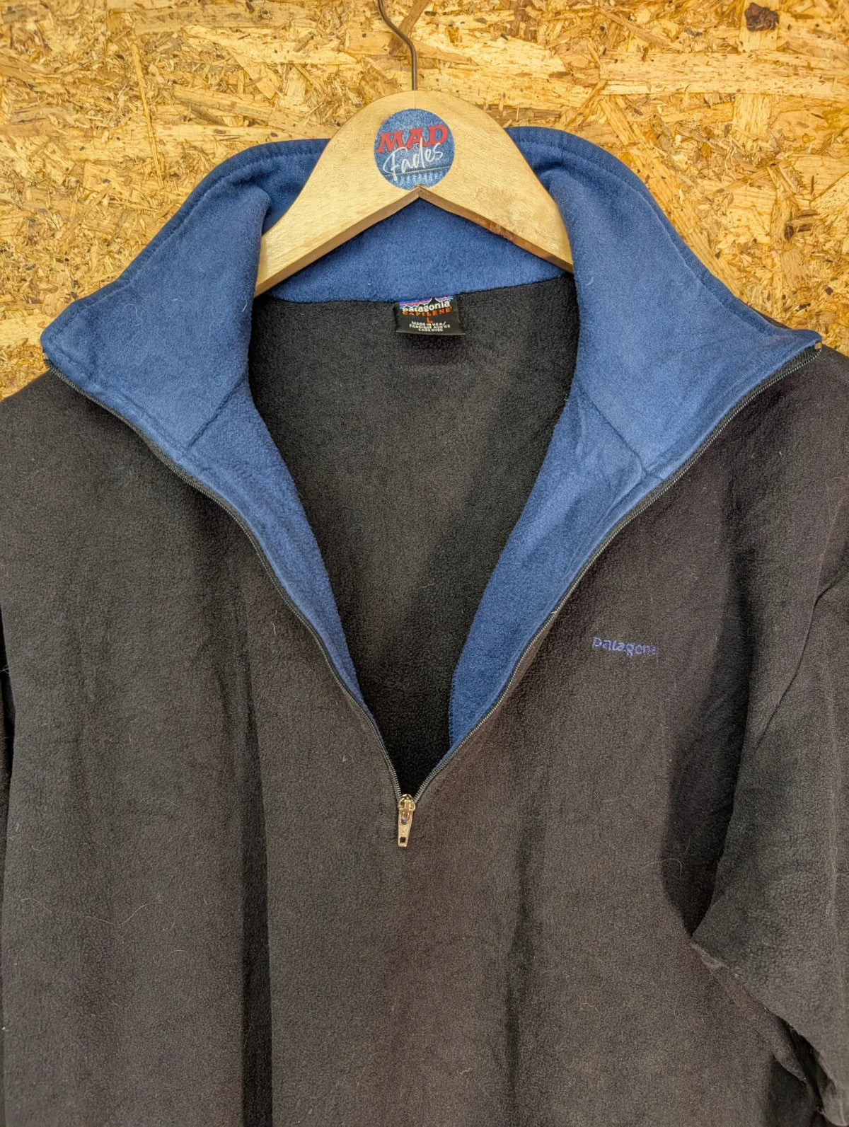 Patagonia Capilene 1/4 Zip Fleece Mens Large Black Hiking Walking USA Made 90s