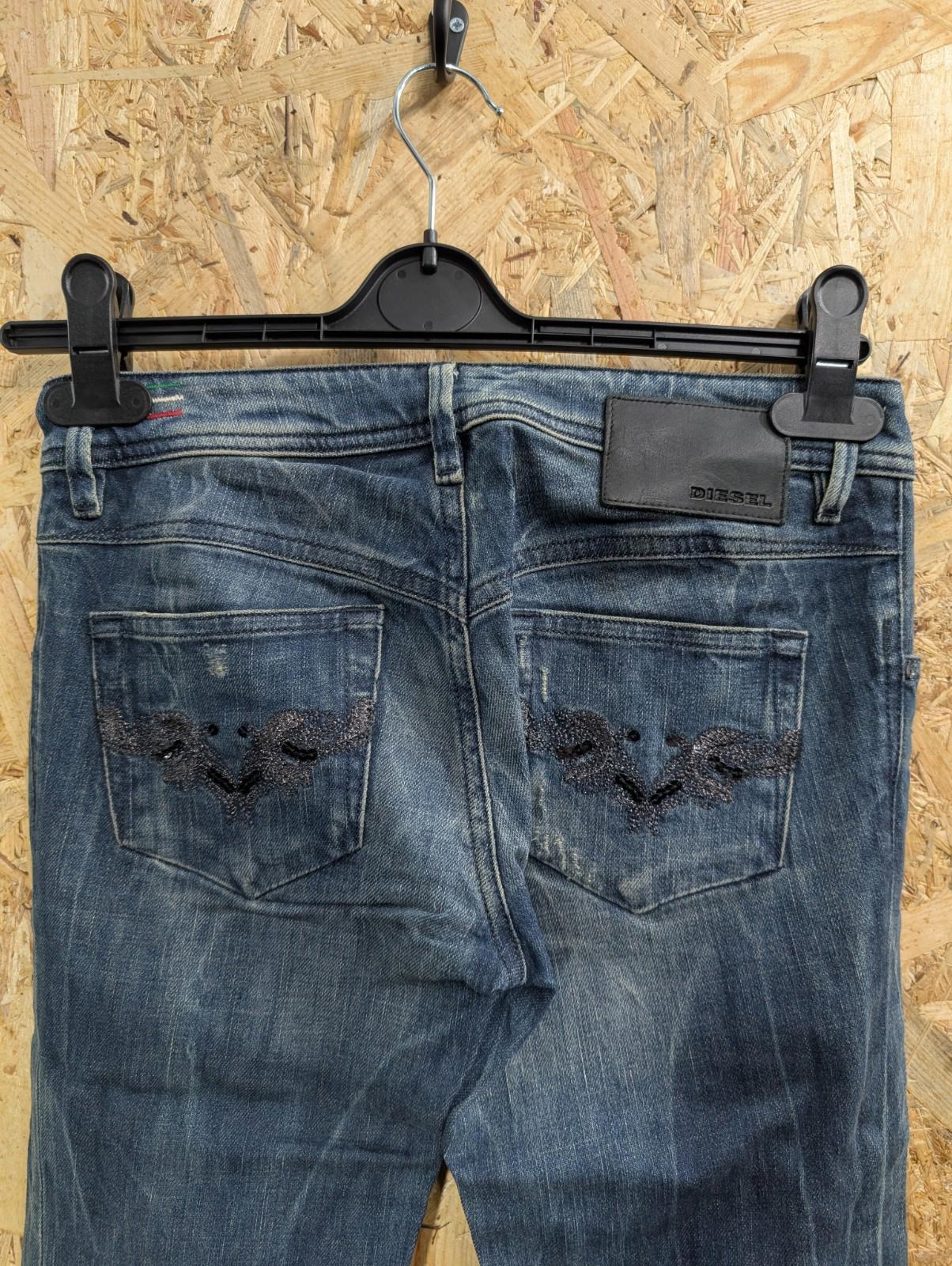 Diesel Newz Jeans W27 L32 Low Rise Women Distressed Blue 008SV Y2K