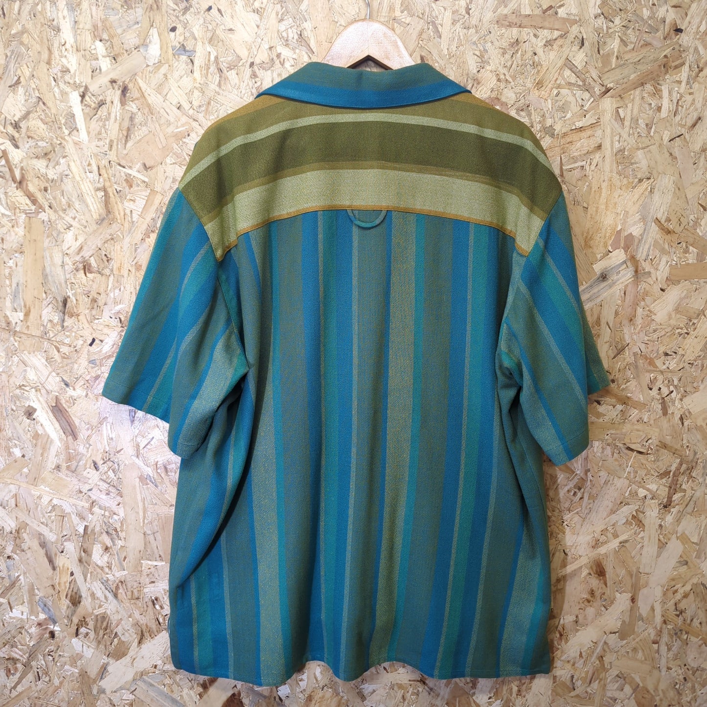 Nicholas Daley Camp Collar Green Stripe Short Sleeve Casual Button Shirt 40 2XL