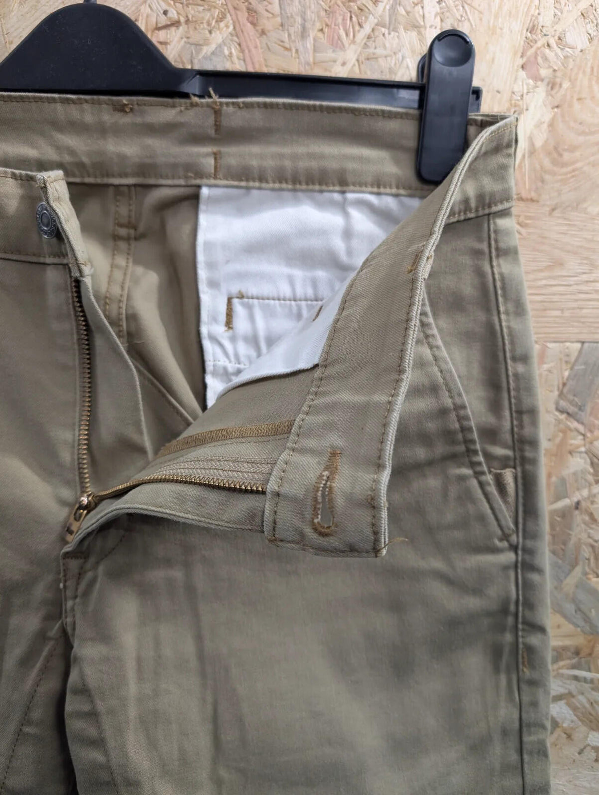 Levis Commuter Chino Trousers Mens W33 L32 Khaki Cotton Twill Straight Button