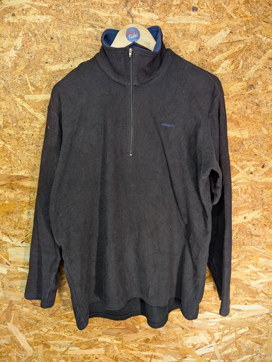 Patagonia Capilene 1/4 Zip Fleece Mens Large Black Hiking Walking USA Made 90s