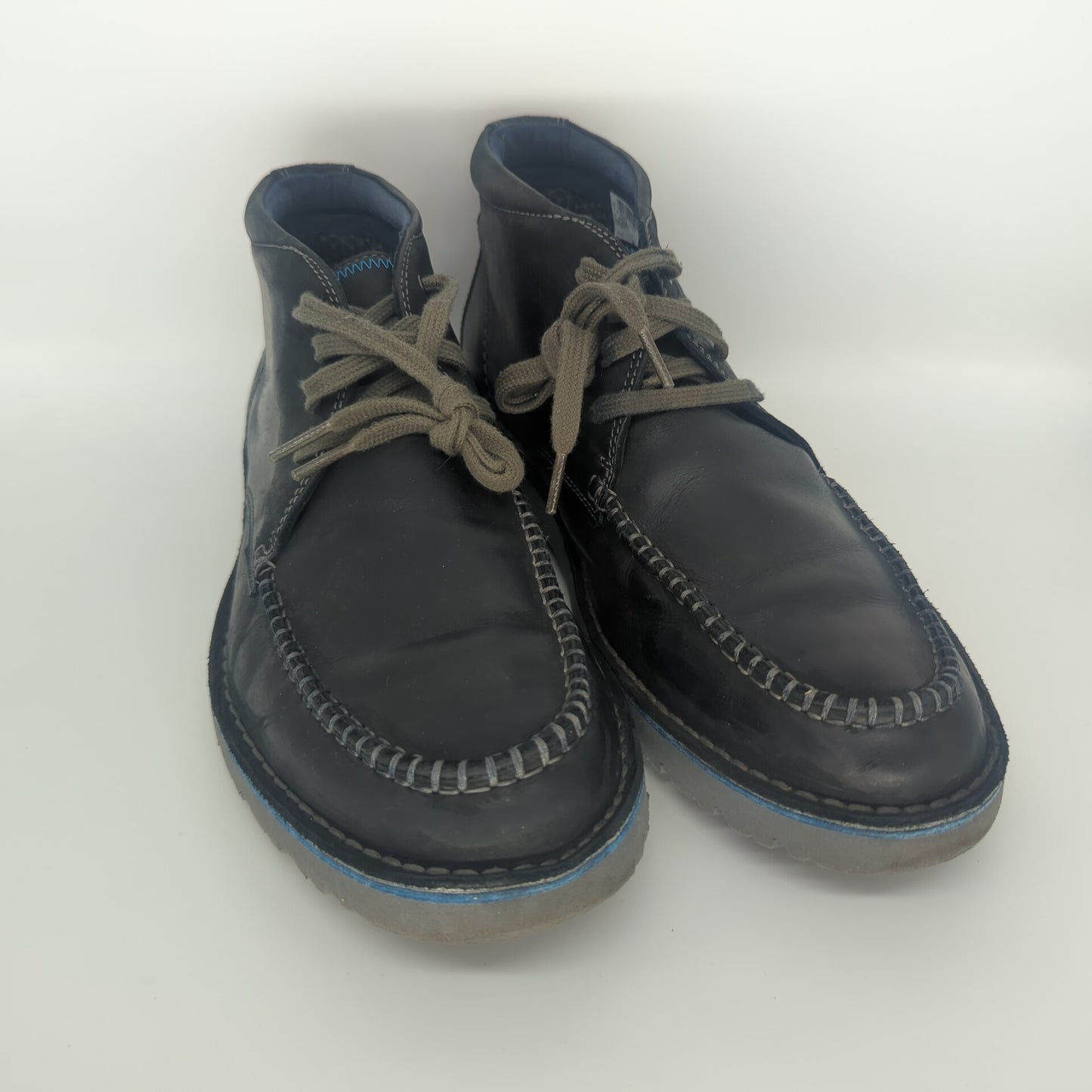 Clarks Mens Vargo Apron Lightweight Boots Black Blue Leather Lace UK 10 Eur  44