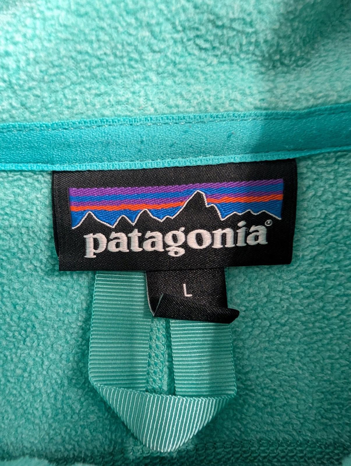Patagonia Fleece Jacket Large Women Zip Turquoise Blue Outdoor Hiking Walking