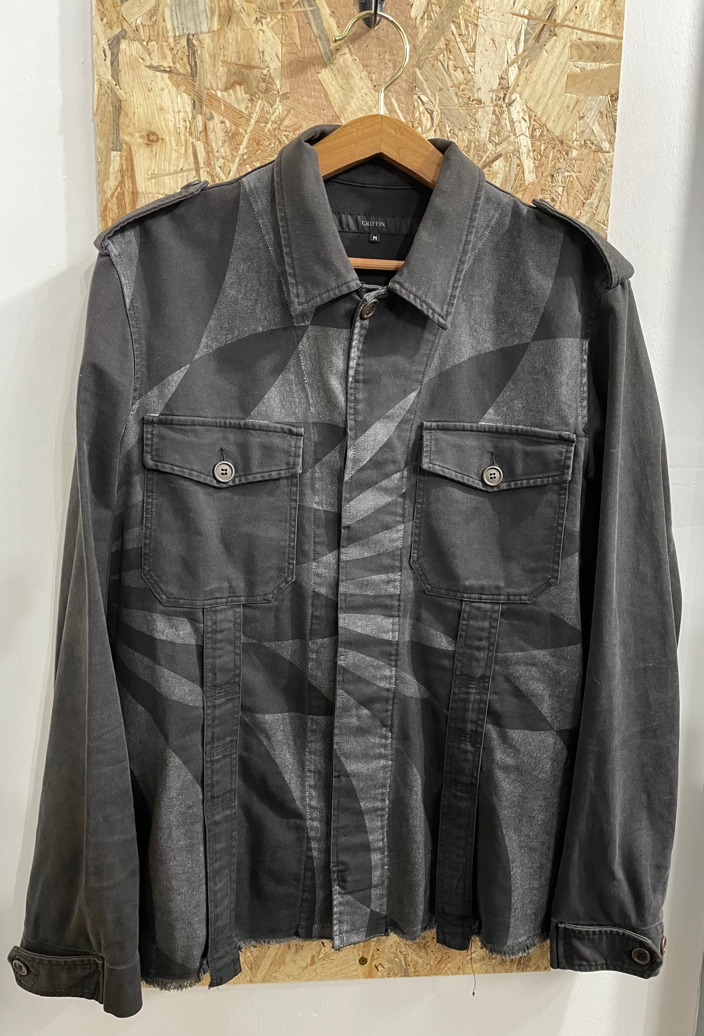 Griffin Black Grey Camouflage Shacket Workwear Shirt Jacket Canvas Mens Medium