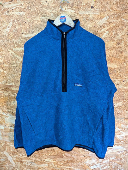Vintage Patagonia Synchilla Marsupial Fleece Pullover Men Large Blue 1/2 Zip 90s