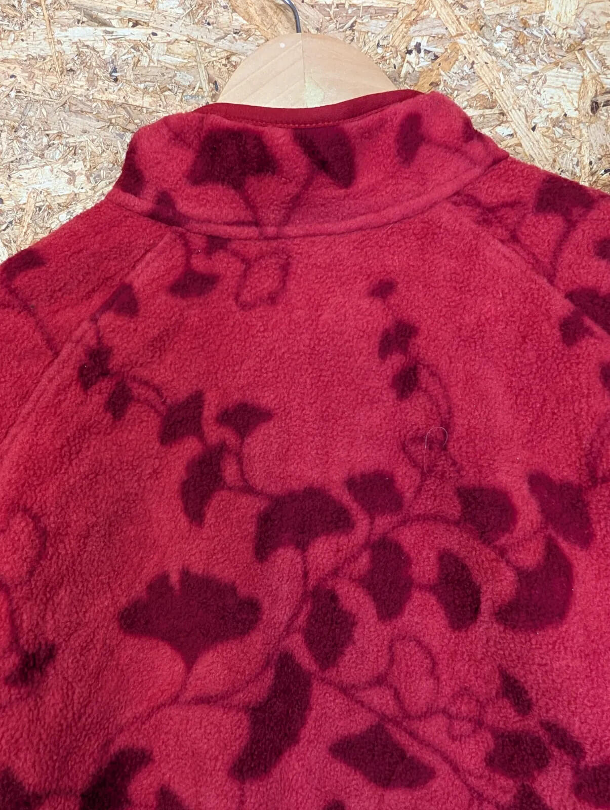 Patagonia Synchilla Fleece Womens XL Red Floral 1/4 Zip Pullover Snap-T Vintage