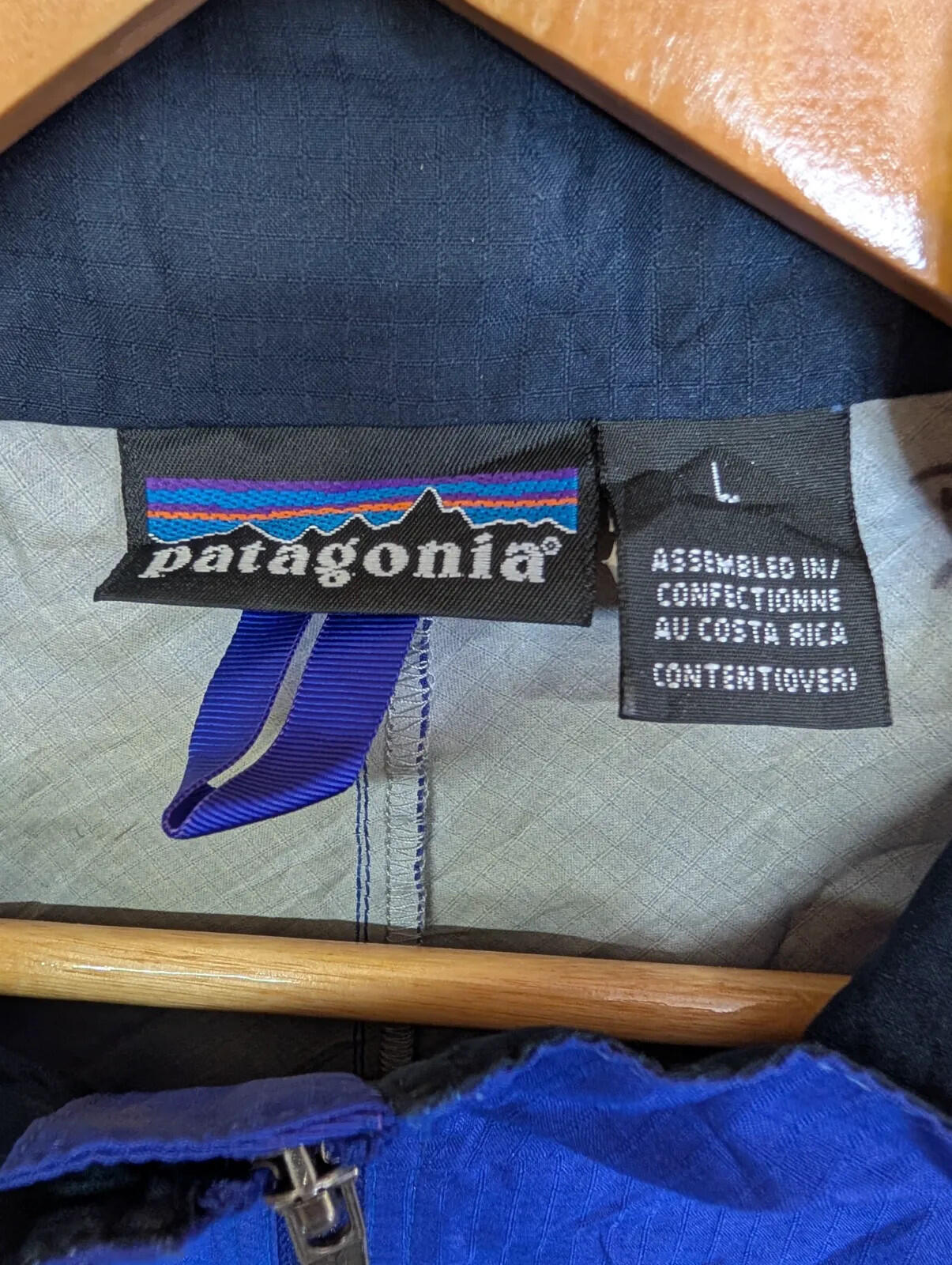 Vintage Patagonia Windbreaker Vest Mens Large Blue Ripstop Full Zip Lightweight