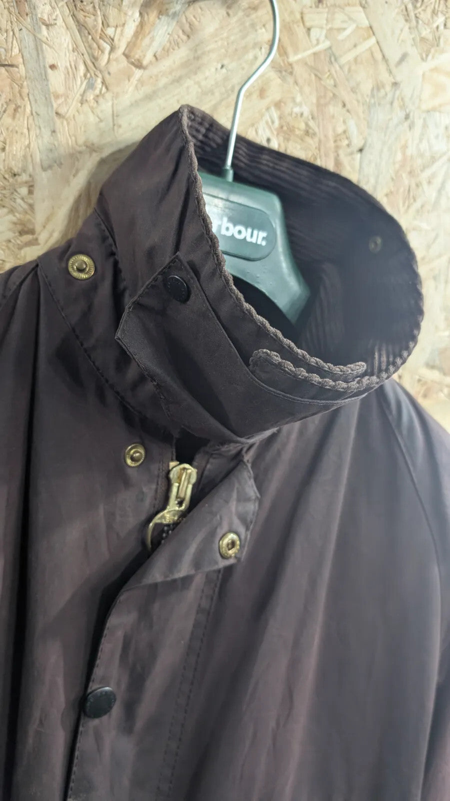 Barbour Bedale Wax Jacket Men Small C36 Rustic Brown Plaid Check Corduroy Collar