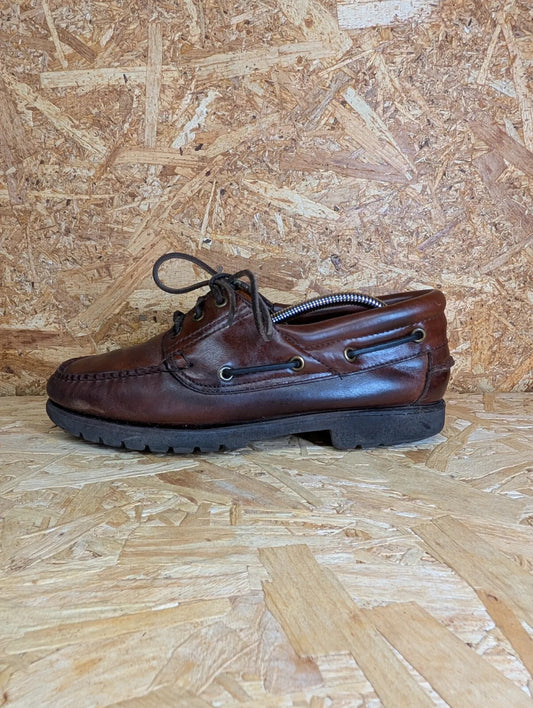 Barbour Boat Shoes Mens UK 8 Brown Leather Lace Up Casual Classic England Tan