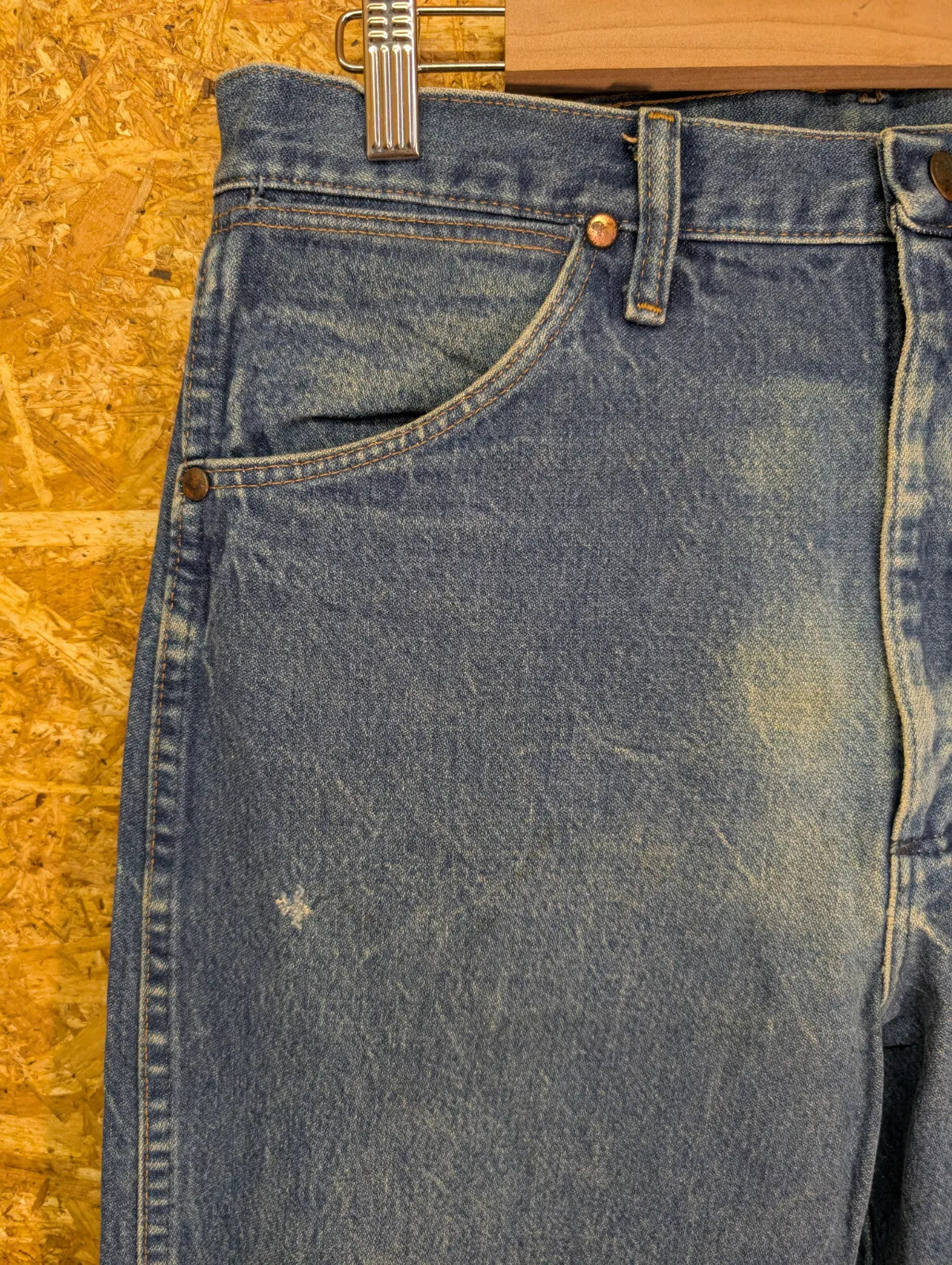 Wrangler 13MWZ Jeans Mens W33 L36 Blue Denim Regular Straight Western Vintage