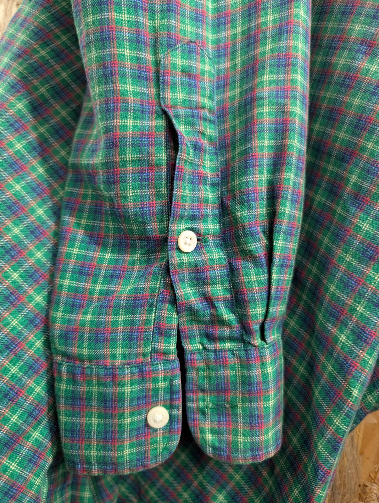 Polo Ralph Lauren Shirt Men XXL Green Plaid Slim Fit Long Sleeve Button Down 90s
