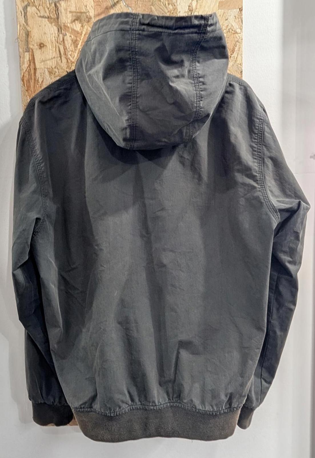 Carhartt Marsh Jacket Mens Size Medium Grey Black Faded Hooded Full Zip