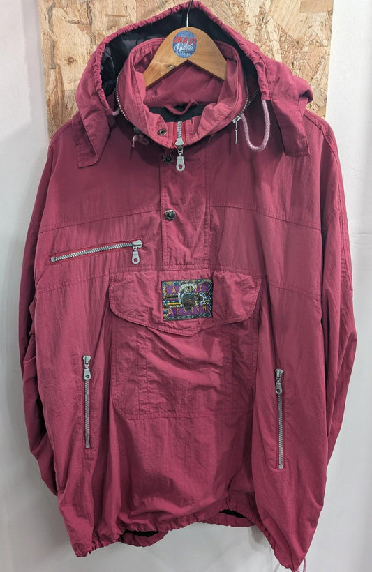 Active Design Anorak Jacket Womens Medium Hooded 90s Outdoor Pink Nylon