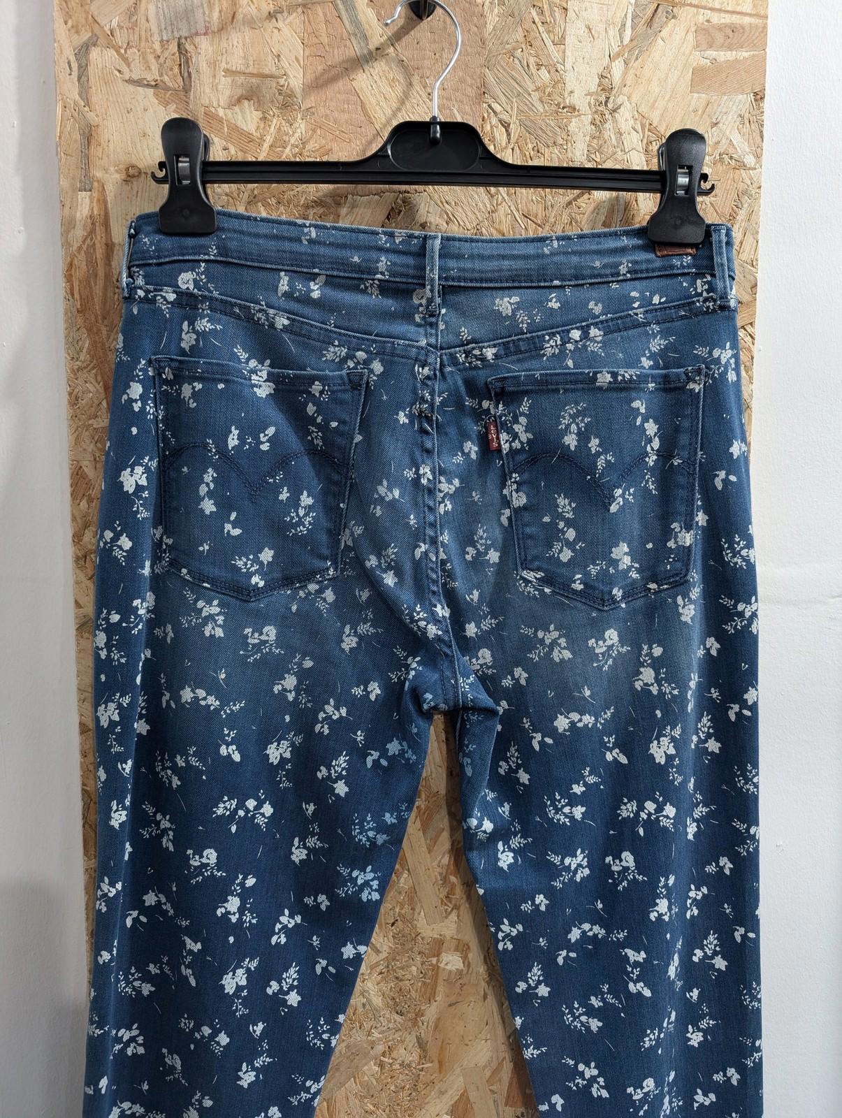 Levis Jeans Women Size W30 L32 Floral Print Navy Blue Y2K Denim Skinny Leggings