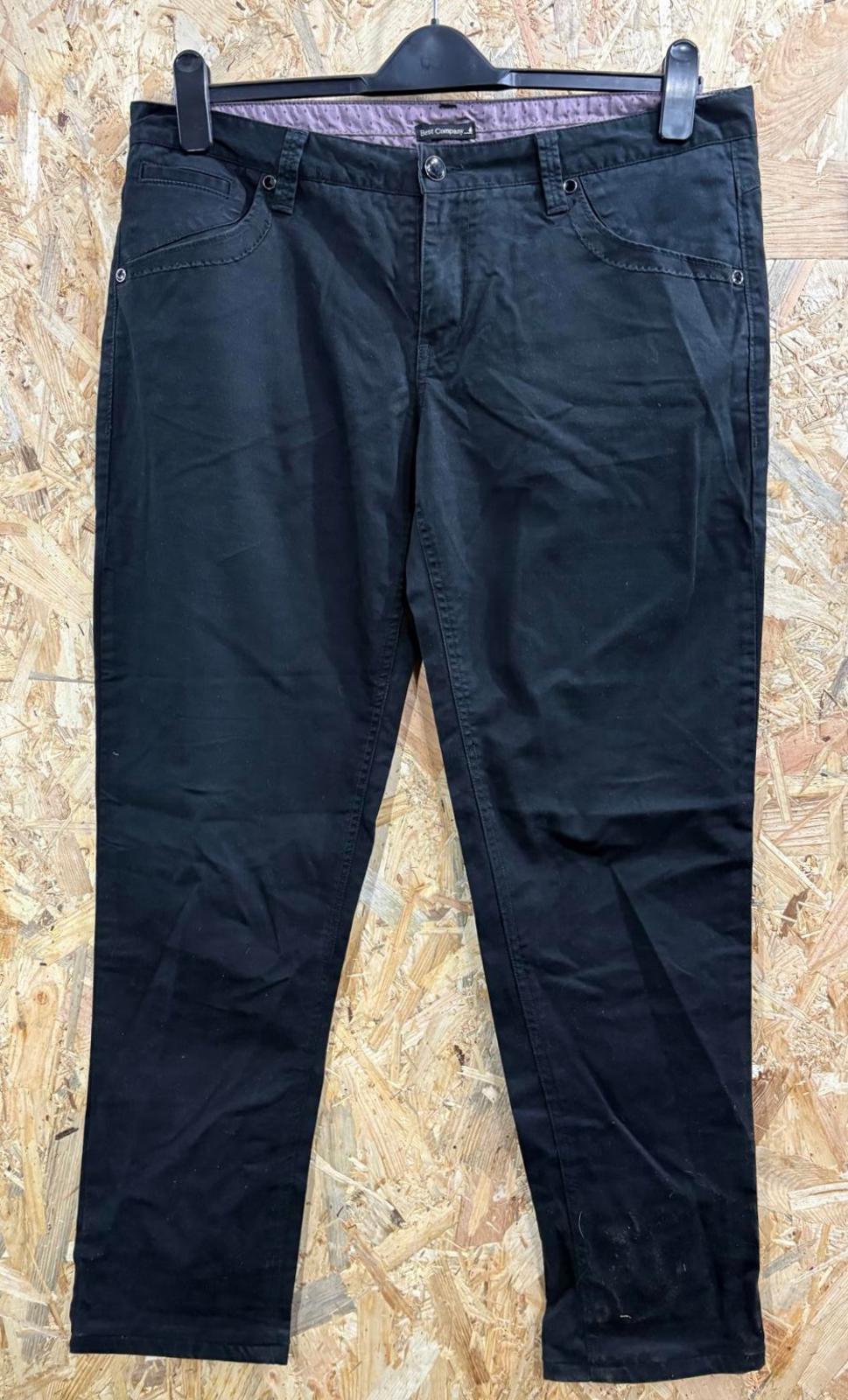 Best Company Chino Trousers UK 16 W34 L31 Women Black Wide Leg Relax Fit Zip Fly