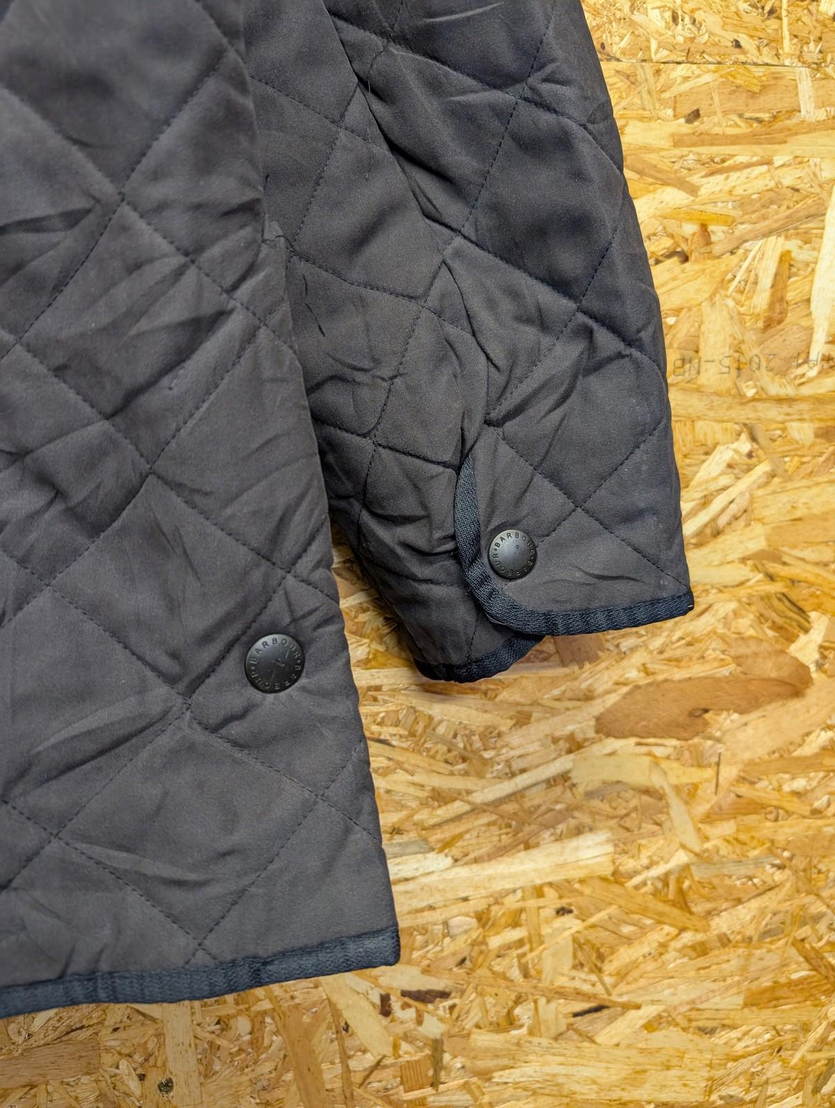 Barbour Microfiber Polarquilt Long Jacket Large Fleece Quilted Padded Navy Blue
